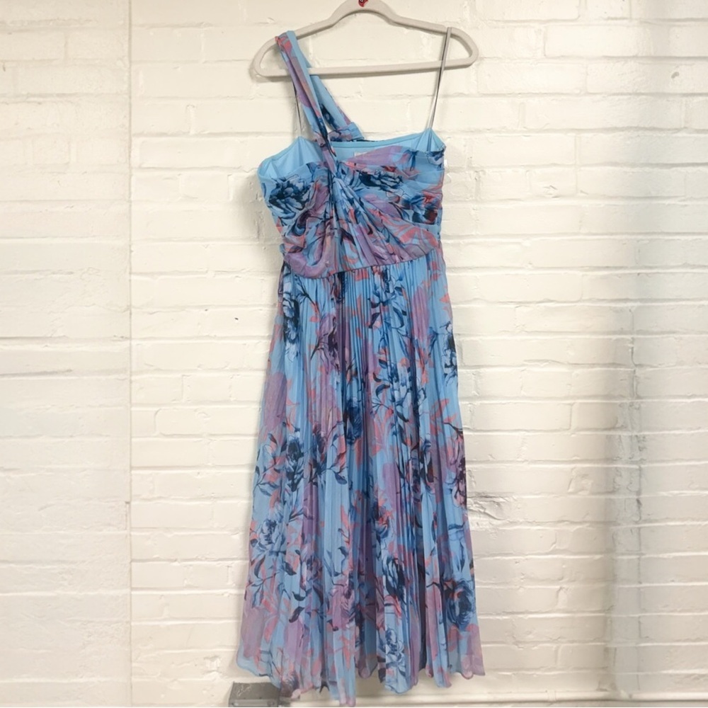 NWT Monique Lhuillier Audra Chiffon Midi Dress Size 12 - Picture 2 of 10